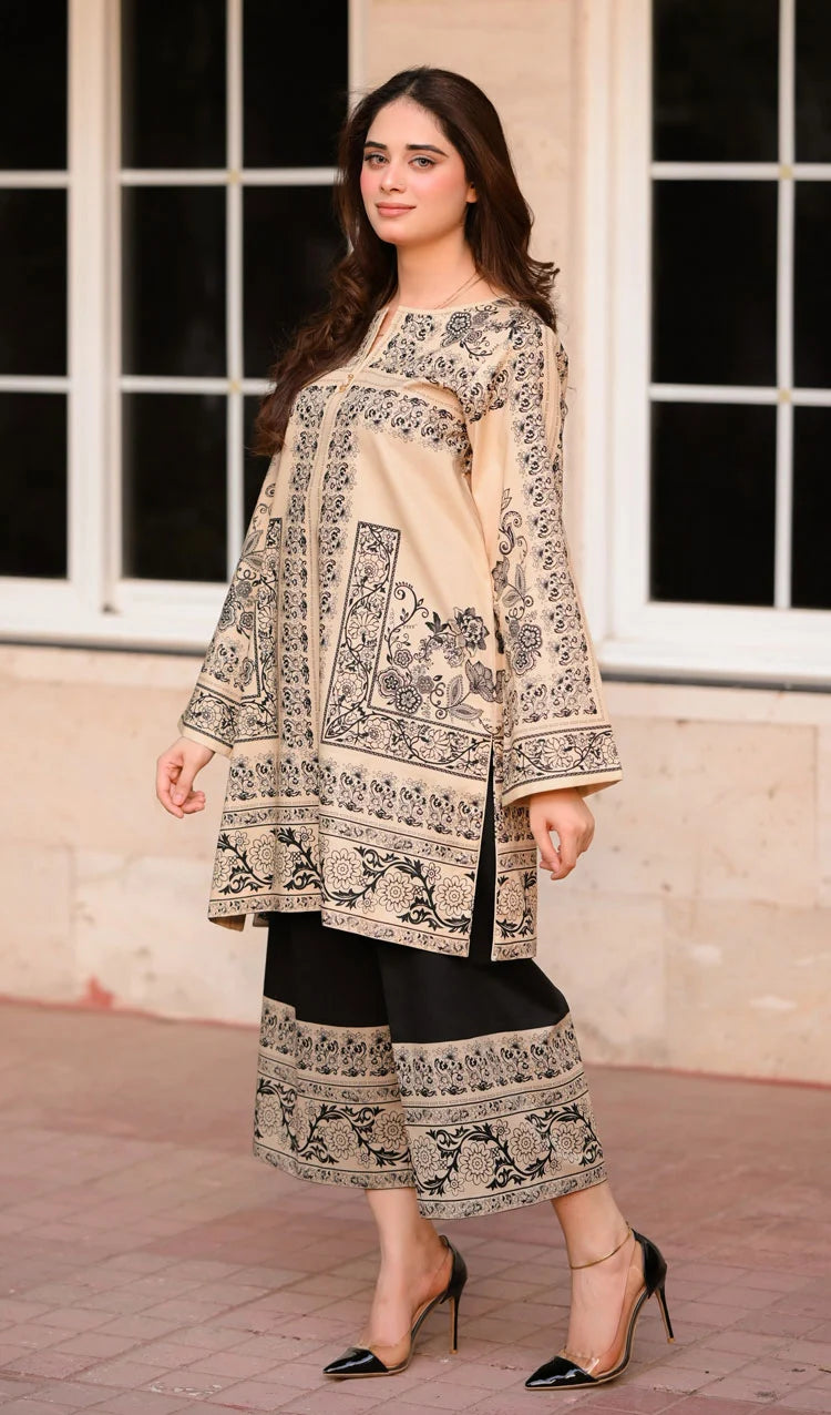 2 - Pc Printed Silk Co-Ords Set Bo - 104